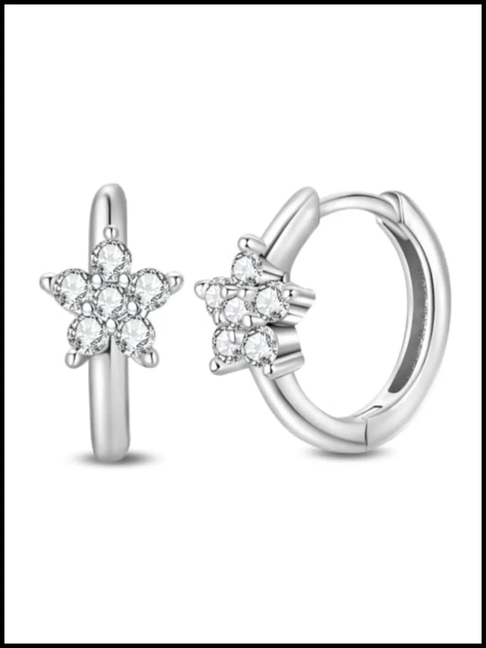Sterling Silver Huggie Hoop Earrings with Cubic Zirconia for Women